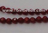 CCB120 15.5 inches 3mm faceted round red coral beads wholesale