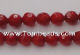 CCB121 15.5 inches 5mm faceted round red coral beads wholesale