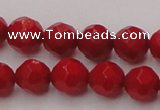 CCB122 15.5 inches 6mm faceted round red coral beads wholesale