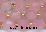 CCB1243 15 inches 7*8mm faceted rose quartz beads