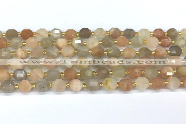 CCB1245 15 inches 7*8mm faceted moonstone gemstone beads