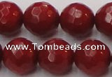 CCB125 15.5 inches 10mm faceted round red coral beads wholesale