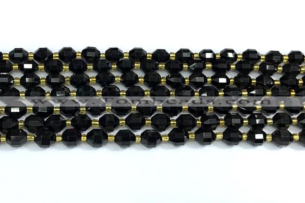 CCB1293 15 inches 7mm - 8mm faceted black tourmaline beads