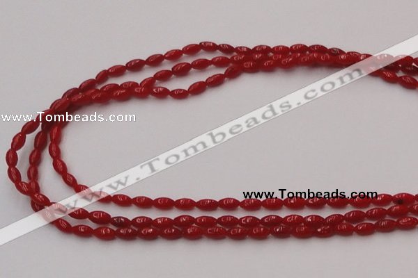 CCB130 15.5 inches 3*6mm rice red coral beads strand wholesale