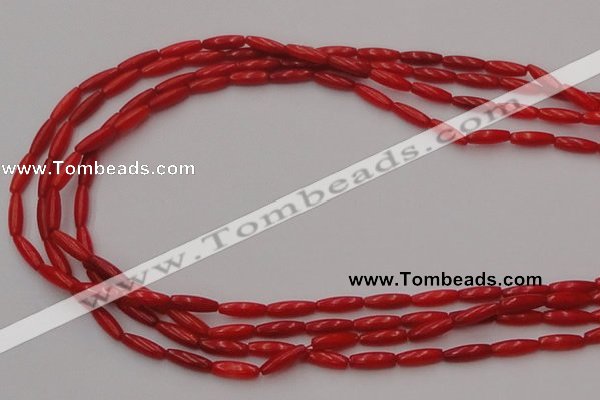 CCB131 15.5 inches 3*9mm rice red coral beads strand wholesale