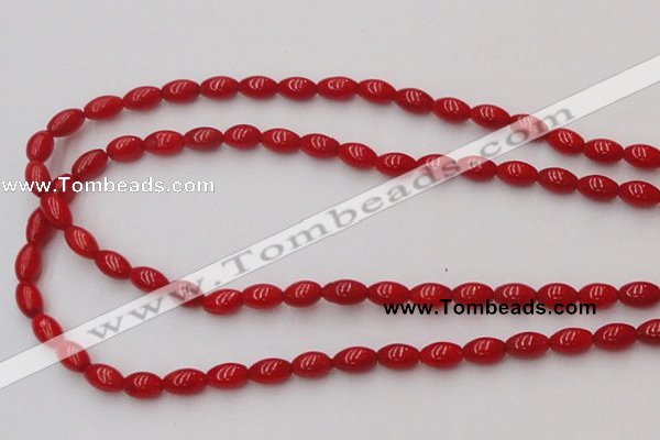 CCB133 15.5 inches 5*7mm rice red coral beads strand wholesale