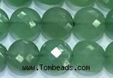 CCB1333 15 inches 8mm faceted coin green aventurine beads