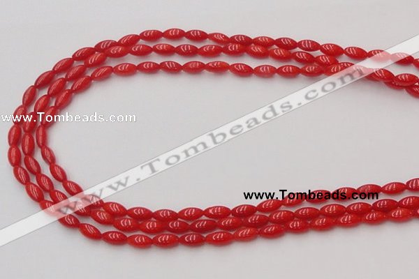 CCB134 15.5 inches 4*8mm rice red coral beads strand wholesale