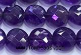 CCB1342 15 inches 8mm faceted coin amethyst beads