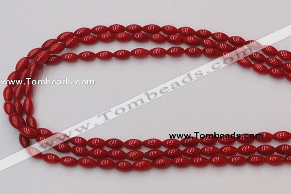 CCB135 15.5 inches 5*8mm rice red coral beads strand wholesale