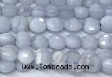 CCB1367 15 inches 4mm faceted coin blue lace agate beads