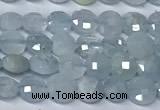 CCB1368 15 inches 4mm faceted coin aquamarine beads