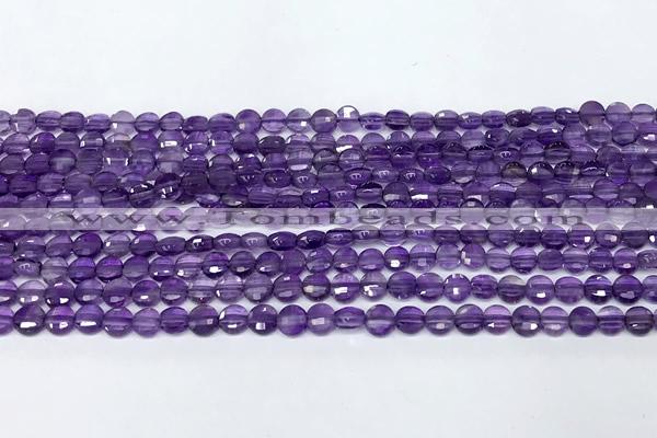 CCB1383 15 inches 4mm faceted coin lapis lazuli beads