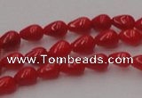 CCB139 15.5 inches 4*6mm teardrop red coral beads wholesale