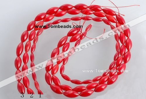 CCB14 5pcs 15.5 inches rice shape red coral beads Wholesale