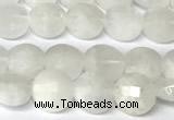 CCB1400 15 inches 6mm faceted coin white moonstone beads