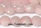 CCB1405 15 inches 6mm faceted coin rose quartz beads