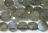 CCB1409 15 inches 6mm faceted coin labradorite beads