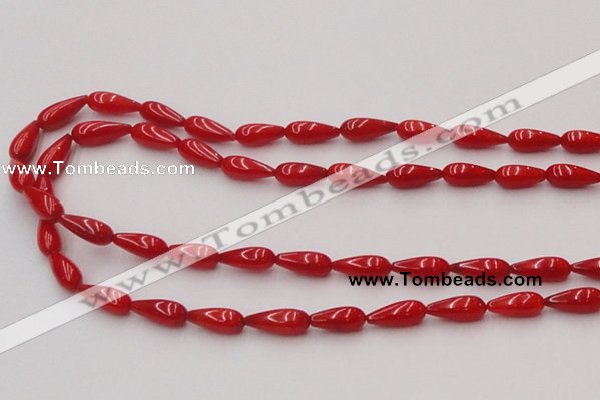 CCB141 15.5 inches 5*11mm teardrop red coral beads wholesale