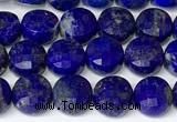 CCB1415 15 inches 6mm faceted coin lapis lazuli beads