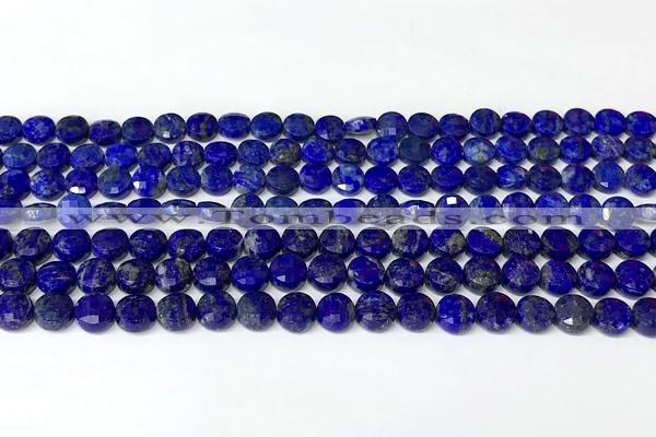 CCB1415 15 inches 6mm faceted coin lapis lazuli beads