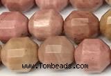 CCB1424 15 inches 9mm - 10mm faceted pink wooden jasper beads