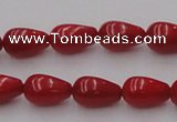 CCB143 15.5 inches 6*11mm teardrop red coral beads wholesale