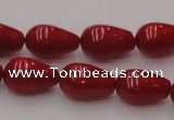 CCB144 15.5 inches 7*11mm teardrop red coral beads wholesale