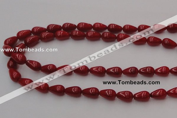 CCB144 15.5 inches 7*11mm teardrop red coral beads wholesale