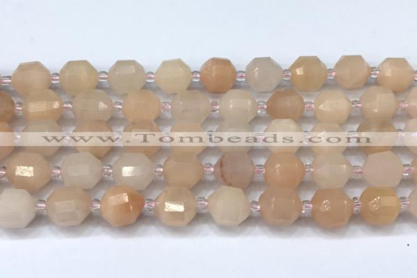 CCB1455 15 inches 9mm - 10mm faceted pink aventurine beads