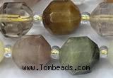 CCB1460 15 inches 9mm - 10mm faceted quartz beads