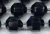 CCB1484 15 inches 9mm - 10mm faceted black agate beads