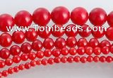 CCB15 5pcs 15.5 inches round shape red coral beads Wholesale