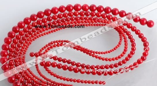 CCB15 5pcs 15.5 inches round shape red coral beads Wholesale