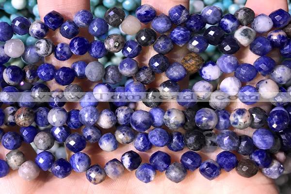 CCB1661 15 inches 6mm faceted teardrop sodalite beads