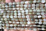 CCB1717 15 inches 6mm faceted coin green rutilated quartz beads