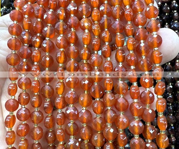 CCB1731 15 inches 6mm faceted coin red agate gemstone beads