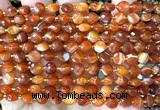 CCB1733 15 inches 6mm faceted coin red banded agate beads