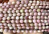 CCB1780 15 inches 6mm faceted coin pink wooden jasper beads