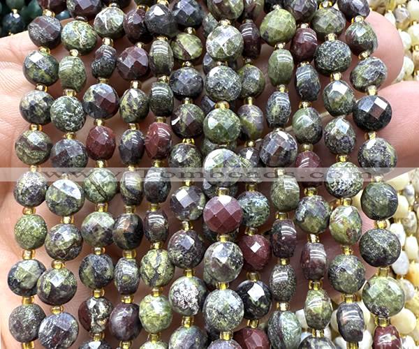 CCB1785 15 inches 6mm faceted coin dragon blood jasper beads