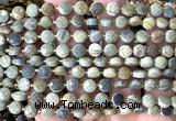 CCB1791 15 inches 6mm faceted coin silver leaf jasper beads