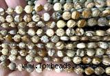 CCB1795 15 inches 6mm faceted coin picture jasper beads