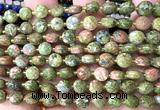 CCB1814 15 inches 6mm faceted coin unakite gemstone beads