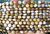 CCB1816 15 inches 6mm faceted coin fossil coral beads