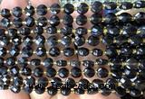 CCB1825 15 inches 6mm faceted coin black obsidian beads