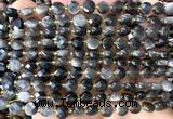 CCB1826 15 inches 6mm faceted coin silver obsidian beads