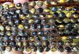 CCB1853 15 inches 6mm faceted coin yellow & blue tiger eye beads