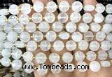 CCB1900 15 inches 8mm faceted coin Angolan white quartz beads
