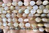 CCB1912 15 inches 8mm faceted coin red rutilated quartz beads