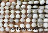 CCB1930 15 inches 8mm faceted coin white crazy lace agate beads